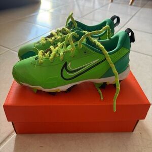 Force1 Neon Green Kids Sneakers with Black & White Swoosh